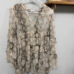 Olivaceous Beige Snake Print Blouse